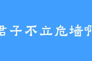 君子不立危墙啊