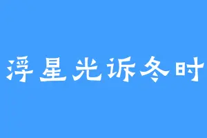 浮星光诉冬时